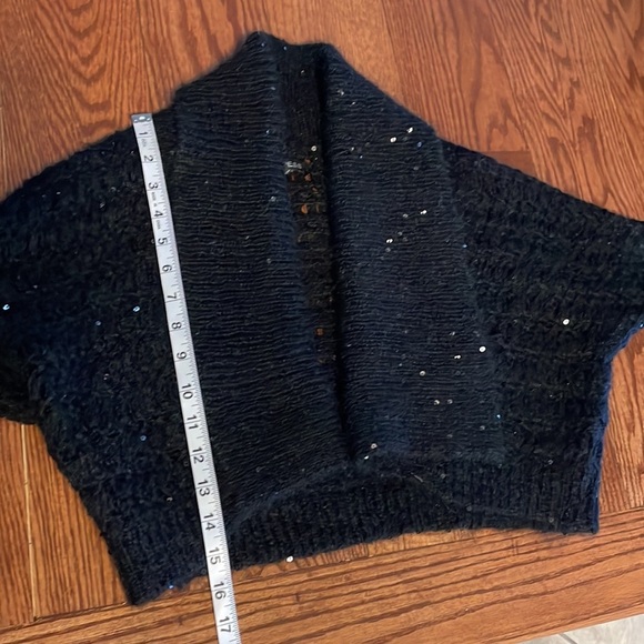 EXPRESS sequins embellished mohair wool black evening shrug cardigan bolero S - Picture 10 of 12
